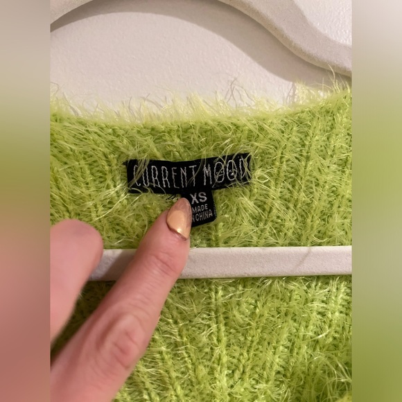 Dolls Kill Current Mood green fuzzy cropped sweater - Picture 3 of 3